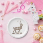 Buck Mule Deer Letterpress Style Papieren Bordje (Feest)