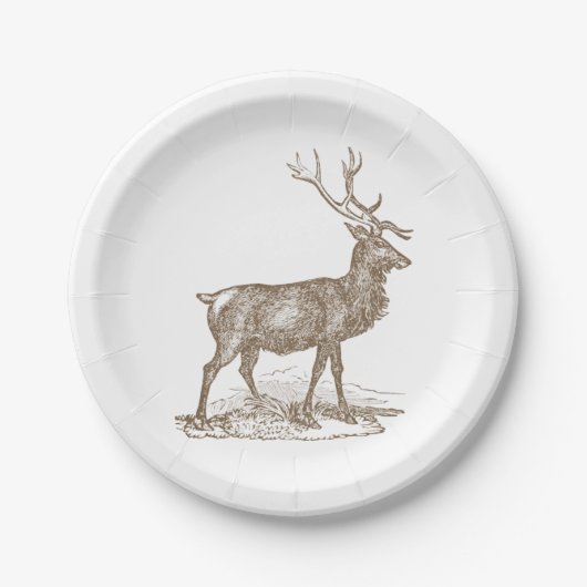 Buck Mule Deer Letterpress Style Papieren Bordje (Voorkant)
