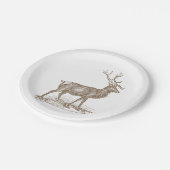 Buck Mule Deer Letterpress Style Papieren Bordje (Gekanteld)