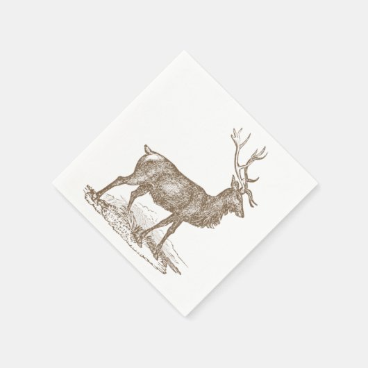 Buck Mule Deer Letterpress Style Servetten (Hoek)