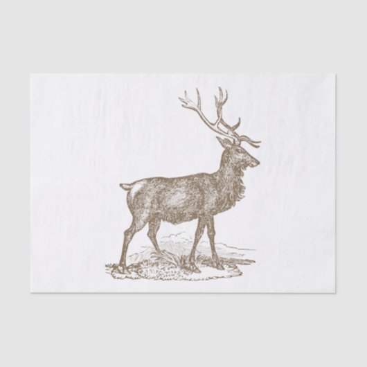 Buck Mule Deer Letterpress Style Tissuepapier (Voorkant)