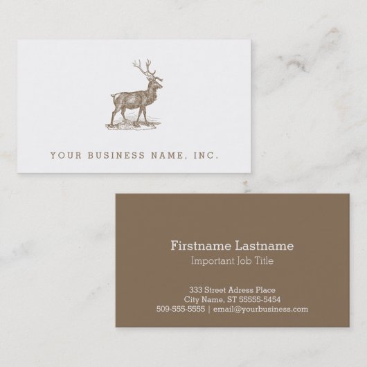 Buck Mule Deer Letterpress Style Visitekaartje (Voorkant / Achterkant)