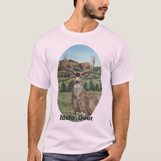 Buck Mule Deer Wildlife Art T-shirt (Voorkant)