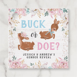 Buck of Doe? Baby shower onthullen Bedankjes Labels