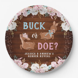 Buck of Doe? Baby shower onthullen Papieren Bordje