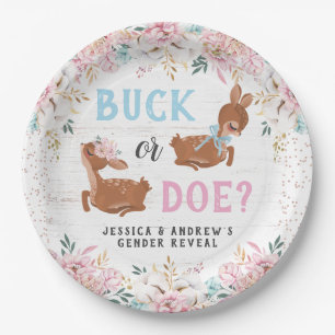 Buck of Doe? Baby shower onthullen Papieren Bordje