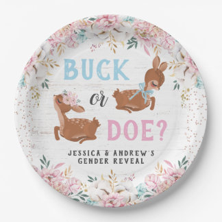 Buck of Doe? Baby shower onthullen Papieren Bordje