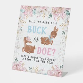 Buck of Doe? Baby shower onthullen Reclamebord Met Voetstuk