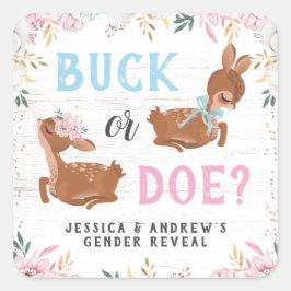 Buck of Doe? Baby shower onthullen Vierkante Sticker