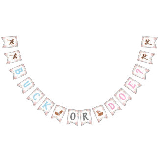 Buck of Doe? Baby shower onthullen Vlaggetjes