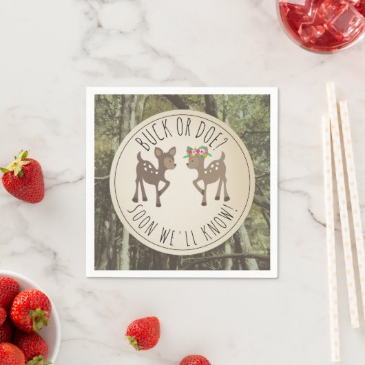 Buck of Doe Camo Baby Gender Reveal Party Servet (Insitu)