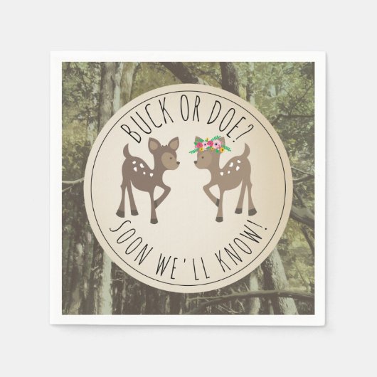 Buck of Doe Camo Baby Gender Reveal Party Servet (Voorkant)