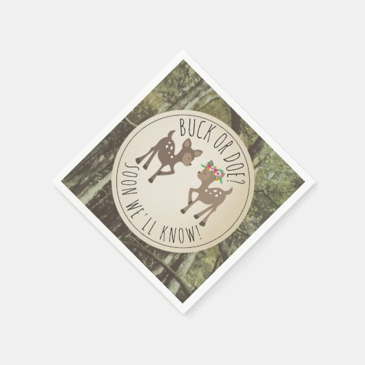 Buck of Doe Camo Baby Gender Reveal Party Servet (Hoek)
