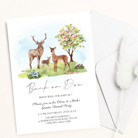 Buck of Doe Deer Spring Floral Gender onthulling Kaart