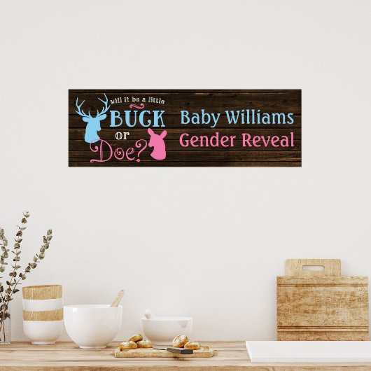 Buck of Doe Gender onthullen Party Banner Poster (Keuken)