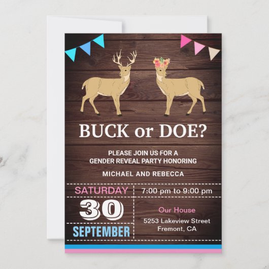 Buck of Doe Gender Reopenbaarmakingspartij Kaart (Voorkant)