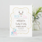 Buck of Doe Gender Reopenbaart het Baby shower van Kaart (Staand voorkant)