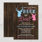 Buck of Doe Gender Reopenbaart het Baby shower van Kaart (Voorkant / Achterkant)