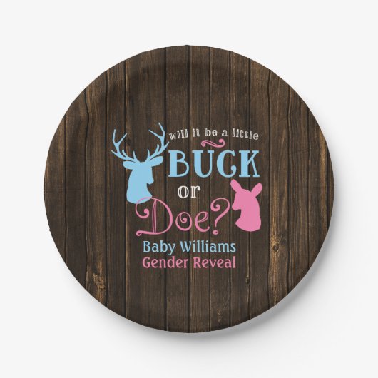 Buck of Doe Gender Reopenbaart het Baby shower van Papieren Bordje (Voorkant)