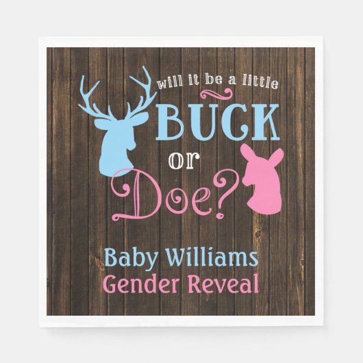 Buck of Doe Gender Reopenbaart het Baby shower van Servetten (Voorkant)