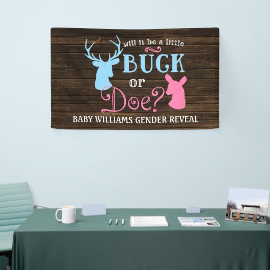 Buck of Doe Gender Reopenbaart het Baby shower van Spandoek (Beurs)