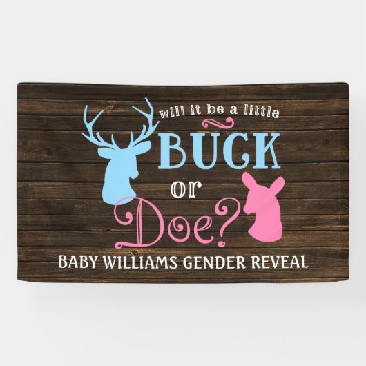 Buck of Doe Gender Reopenbaart het Baby shower van Spandoek (Horizontaal)