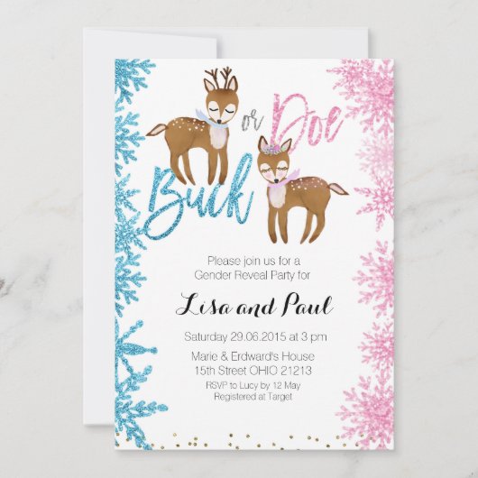 Buck of Doe Gender Reopenbaart Uitnodiging (Voorkant)