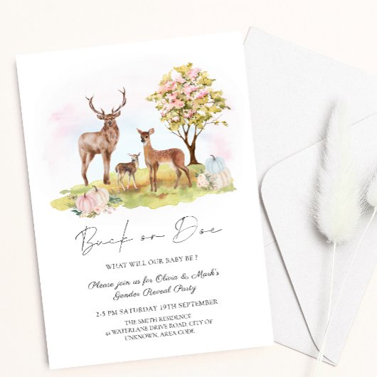 Buck of Doe Herten Herfst Herfst Gender Reveal Kaart