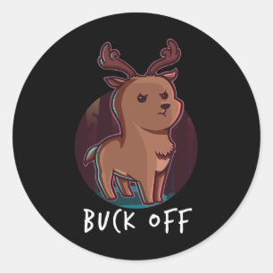 Buck off herten middelvinger grappig hert jagen hu ronde sticker