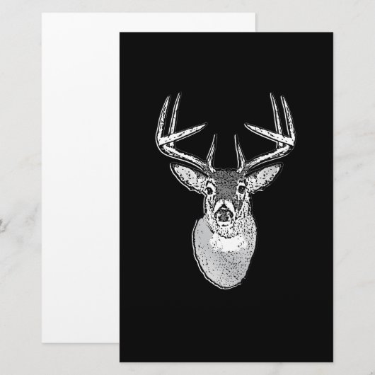Buck on Black design White Tail Deal Briefpapier (Voorkant / Achterkant)