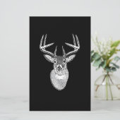 Buck on Black design White Tail Deal Briefpapier (Staand voorkant)