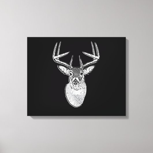 Buck on Black design White Tail Deal Canvas Afdruk (Voorkant)