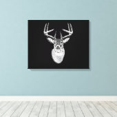 Buck on Black design White Tail Deal Canvas Afdruk (Insitu (Houten vloer))