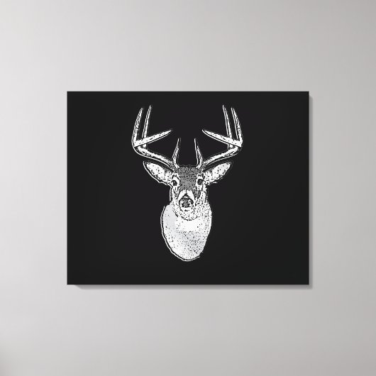 Buck on Black design White Tail Deal Canvas Afdruk (Voorkant)