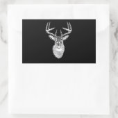 Buck on Black design White Tail Deal Rechthoekige Sticker (Tas)