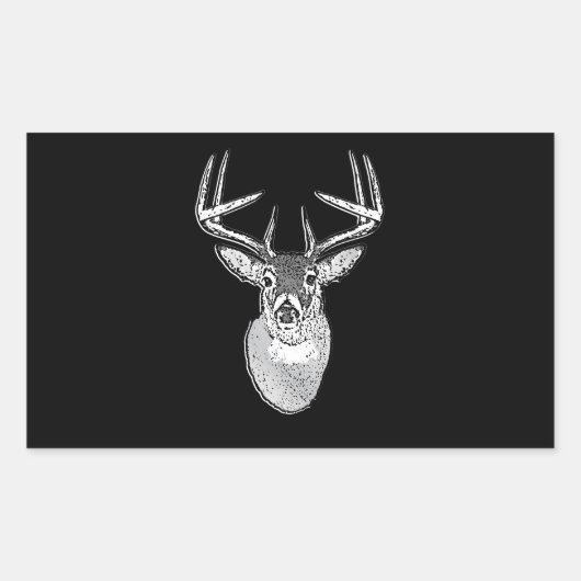 Buck on Black design White Tail Deal Rechthoekige Sticker (Voorkant)