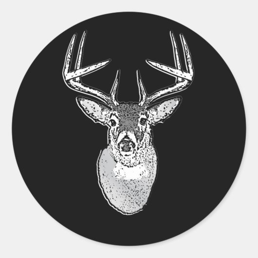 Buck on Black design White Tail Deal Ronde Sticker (Voorkant)