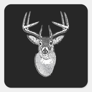 Buck on Black design White Tail Deal Vierkante Sticker