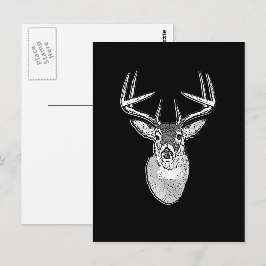 Buck on Black White Tail Deer classic Briefkaart (Voorkant / Achterkant)