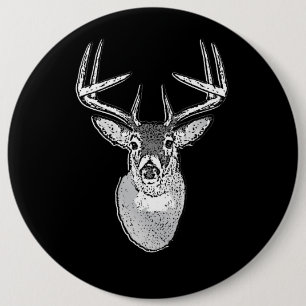 Buck on Black White Tail Deer classic Ronde Button 6,0 Cm