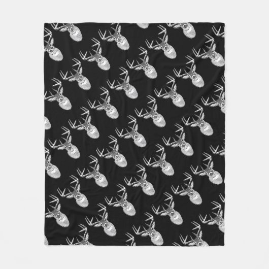 Buck on Black White Tail Deer Fleece Deken (Voorkant)