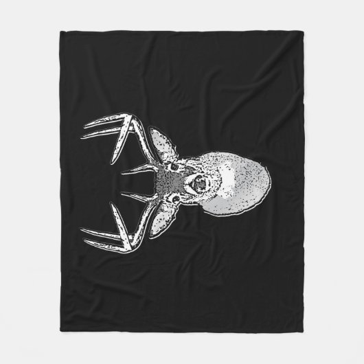 Buck on Black White Tail Deer Fleece Deken (Voorkant)
