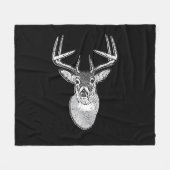 Buck on Black White Tail Deer Fleece Deken (Voorkant (Horizontaal))