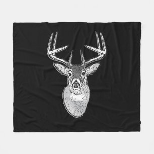 Buck on Black White Tail Deer Fleece Deken