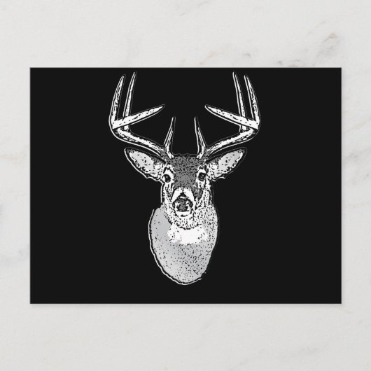 Buck on Black White Tail Deer head Briefkaart (Voorkant)