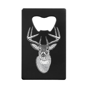 Buck on Black White Tail Deer head Creditkaart Flessenopener