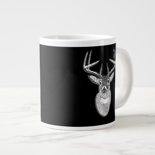 Buck on Black White Tail Deer head Grote Koffiekop (Voorkant rechts)