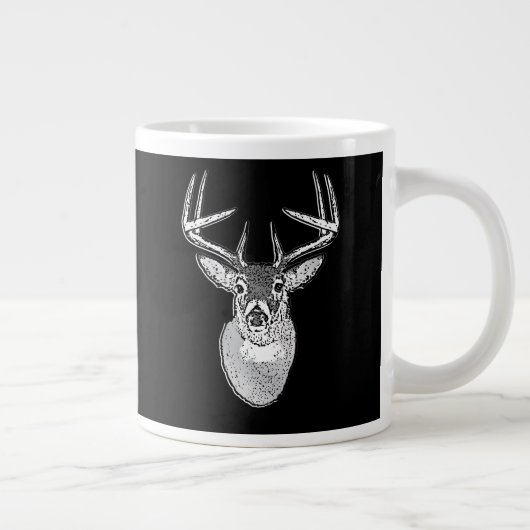 Buck on Black White Tail Deer head Grote Koffiekop (Rechts)