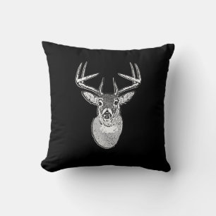Buck on Black White Tail Deer head Kussen