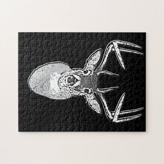 Buck on Black White Tail Deer head Legpuzzel (Horizontaal)